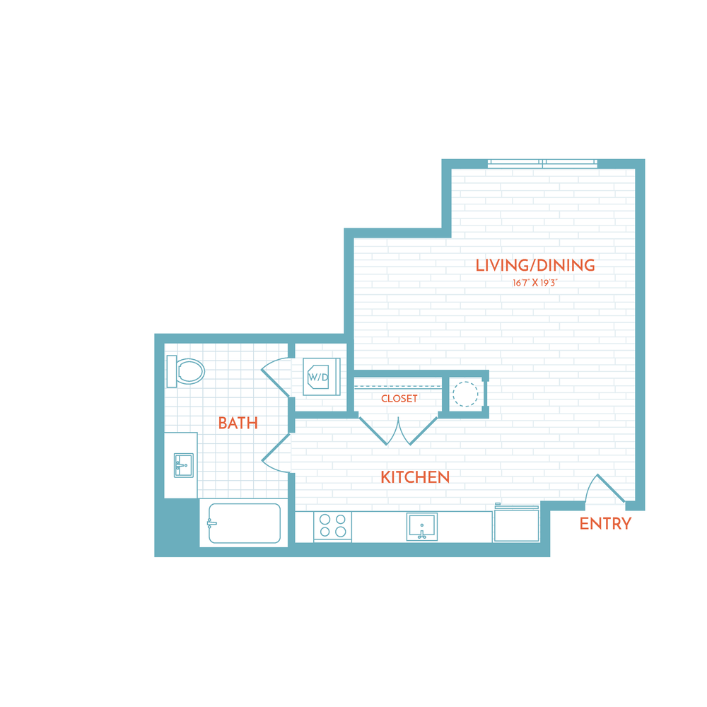 Floor plan layout diagram for A3 | Studio | 1 Bath